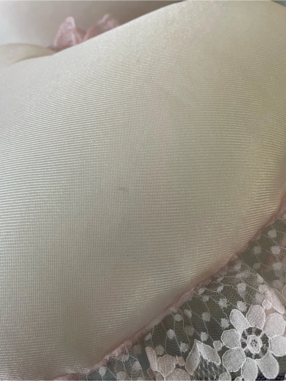 Set of 2 Pink Satin Heart Shaped Lace Accent Pillow